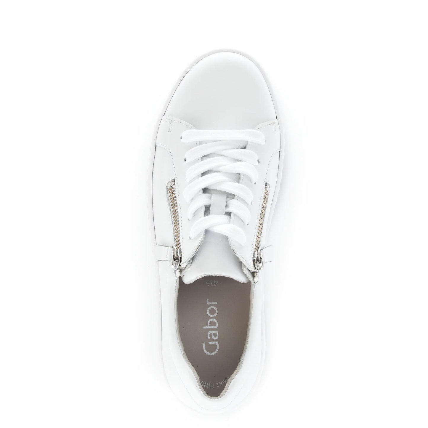 Gabor Double Zip Platform Sneakers White Leather