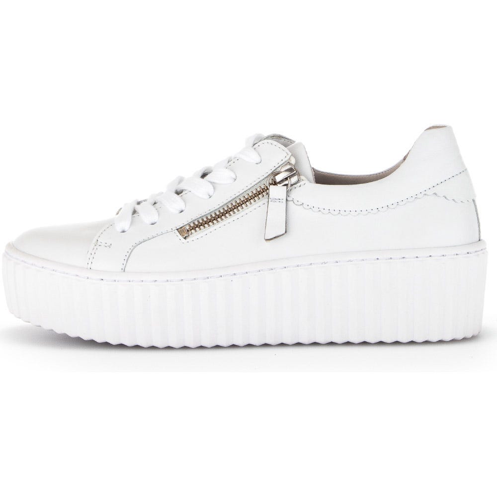Gabor Double Zip Platform Sneakers White Leather