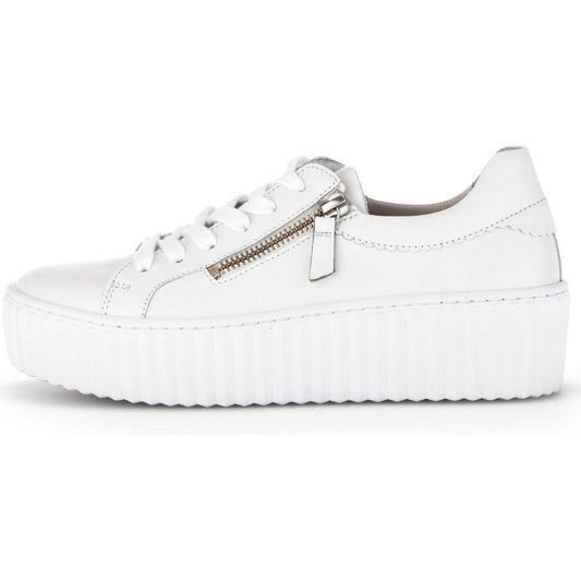 Gabor Double Zip Platform Sneakers White Leather