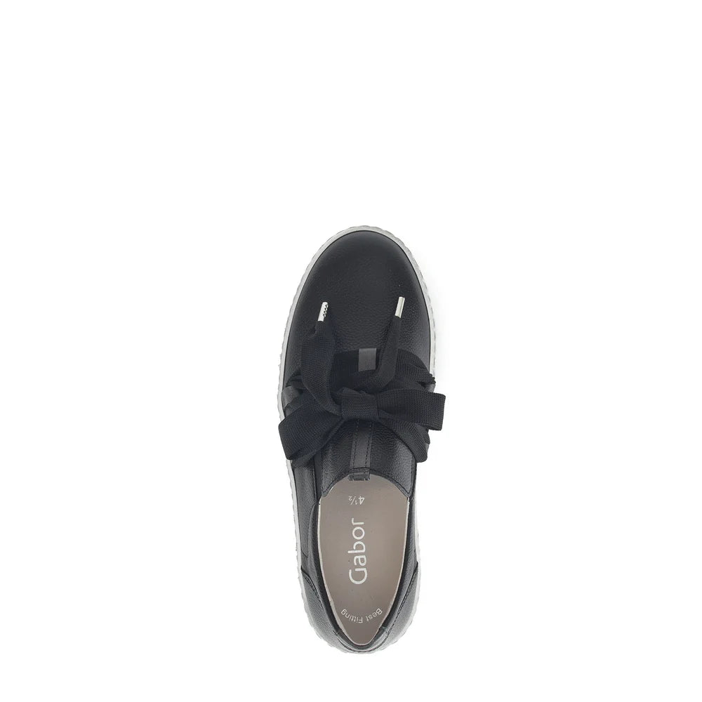 Gabor Bow Sneaker Smoky Black Leather