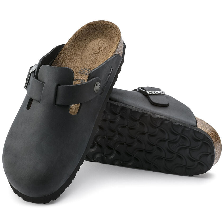 Birkenstock Boston Black Oiled Original Footbed