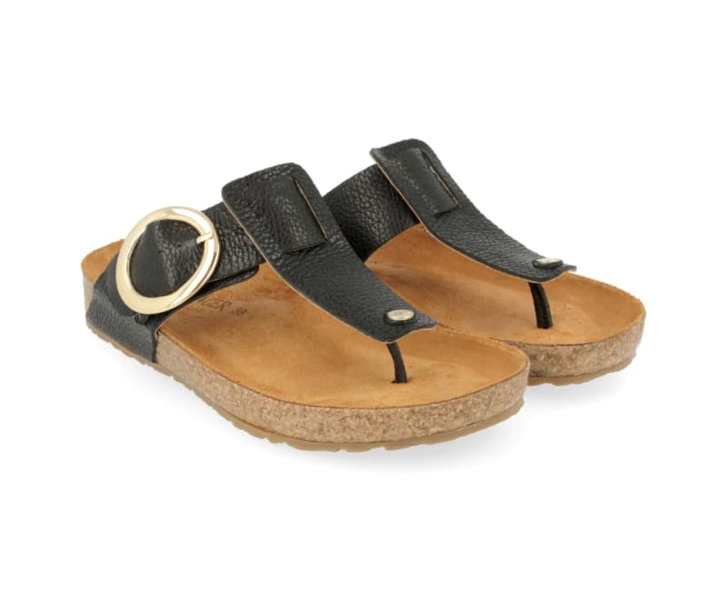 Haflinger Corinna Round Buckle Black Pebble