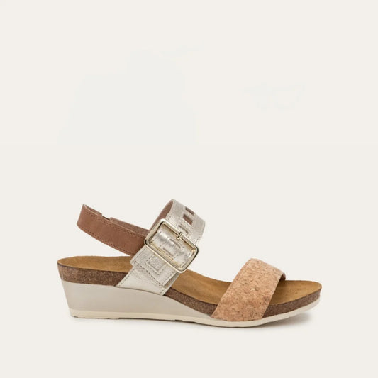 Naot Dynasty Cork/Gold/Latte Brown Leather