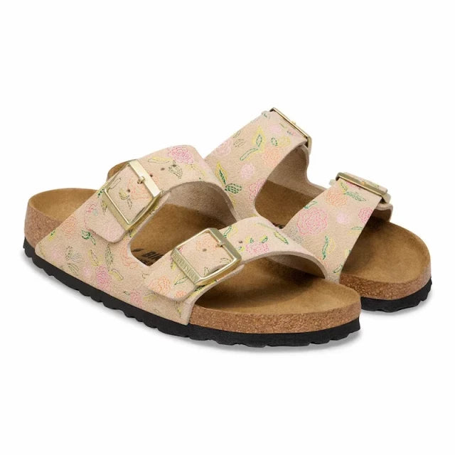 Birkenstock Arizona Flower Print Sandcastle Suede