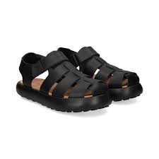 Camper Men's Pelotas Flota Fisherman Sandal Black Leather