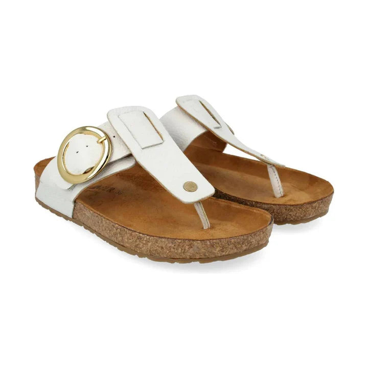 Haflinger Corinna Round Buckle White Pebble