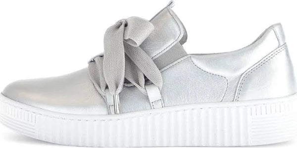 Gabor Bow Sneaker Silver Leather