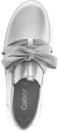 Gabor Bow Sneaker Silver Leather