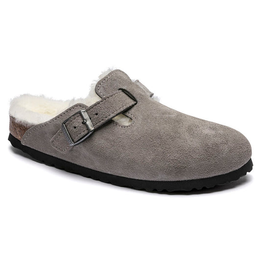 Birkenstock Boston Shearling Stone Coin Suede