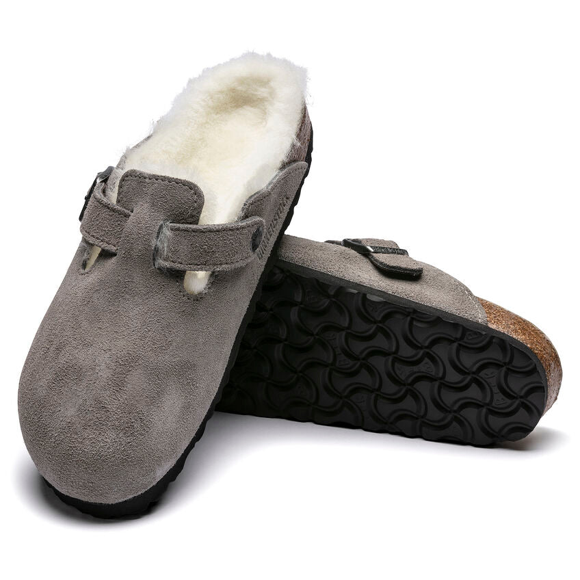 Birkenstock Boston Shearling Stone Coin Suede