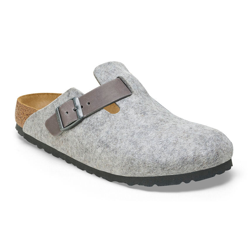 Birkenstock Boston Leather/Felt Light Grey