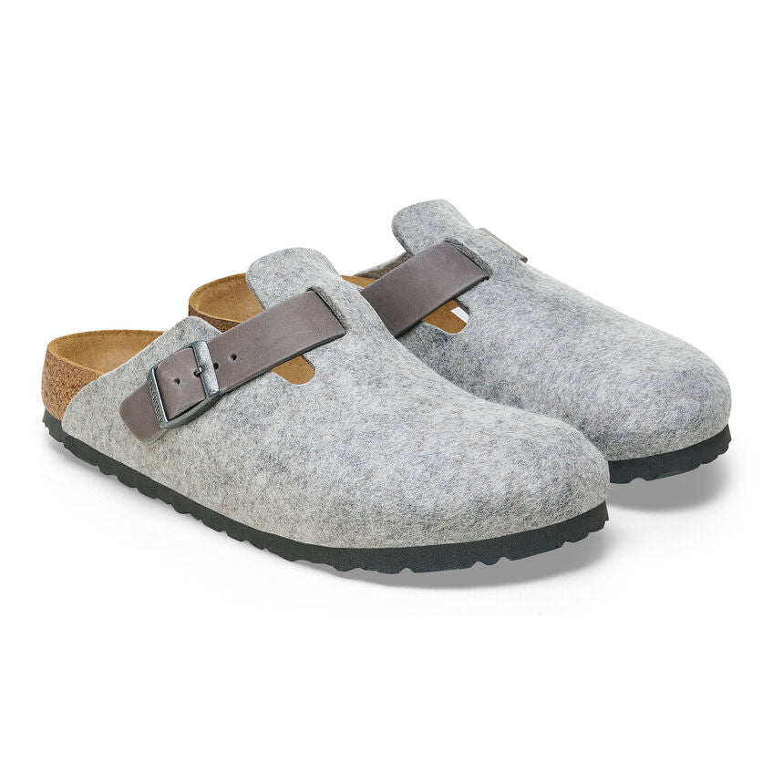 Birkenstock Boston Felt-Leather Light Gray