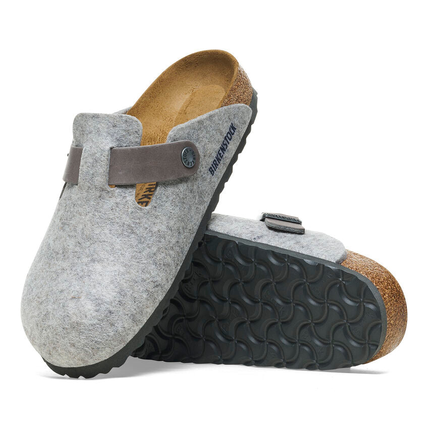 Birkenstock Boston Leather/Felt Light Grey