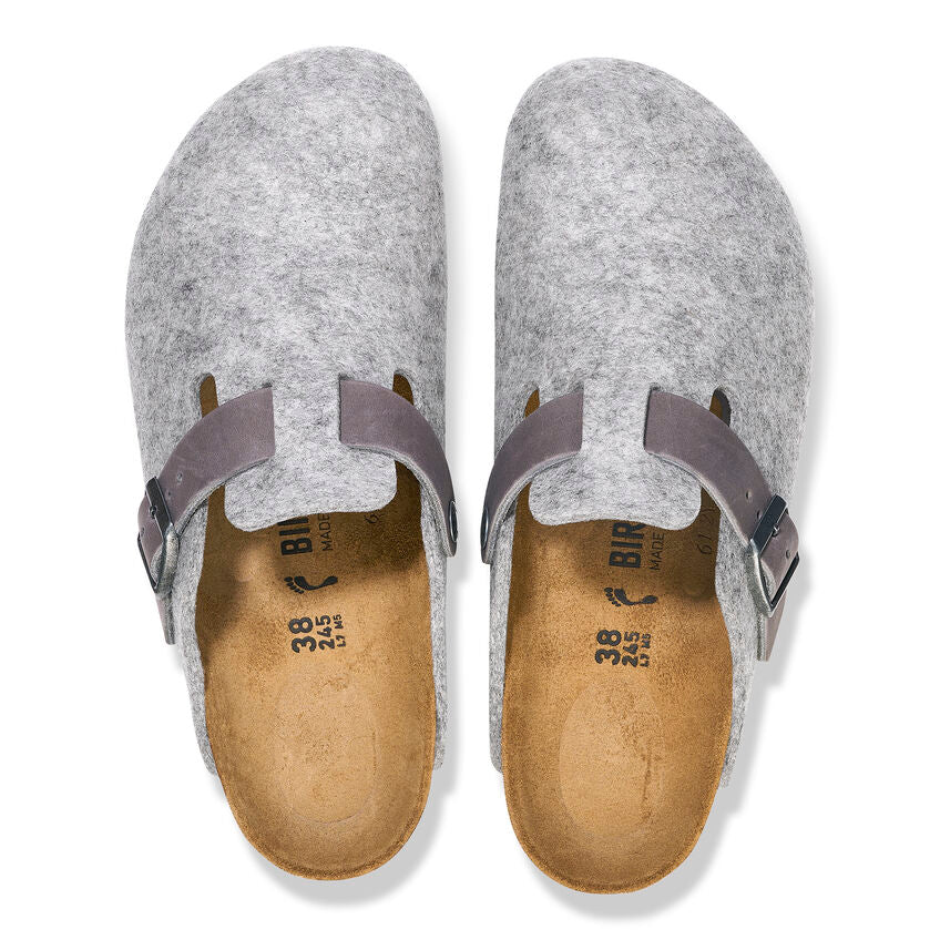 Birkenstock Boston Felt-Leather Light Gray