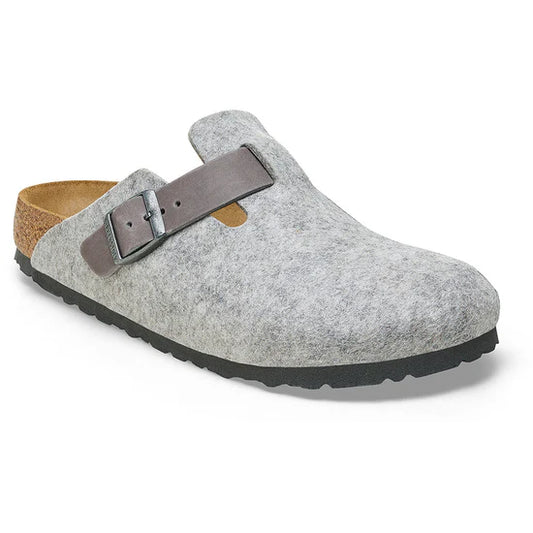 Birkenstock Boston Felt-Leather Light Gray