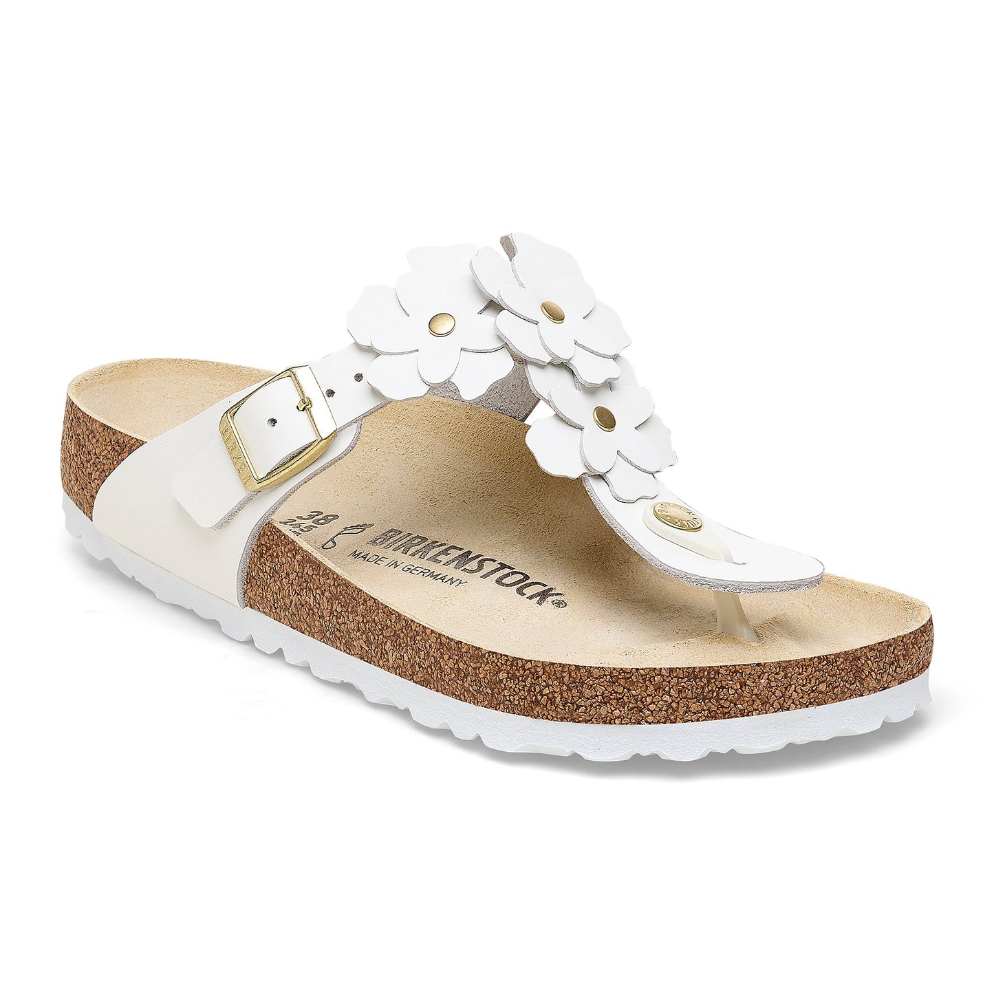 Birkenstock Gizeh Flowers White Leather