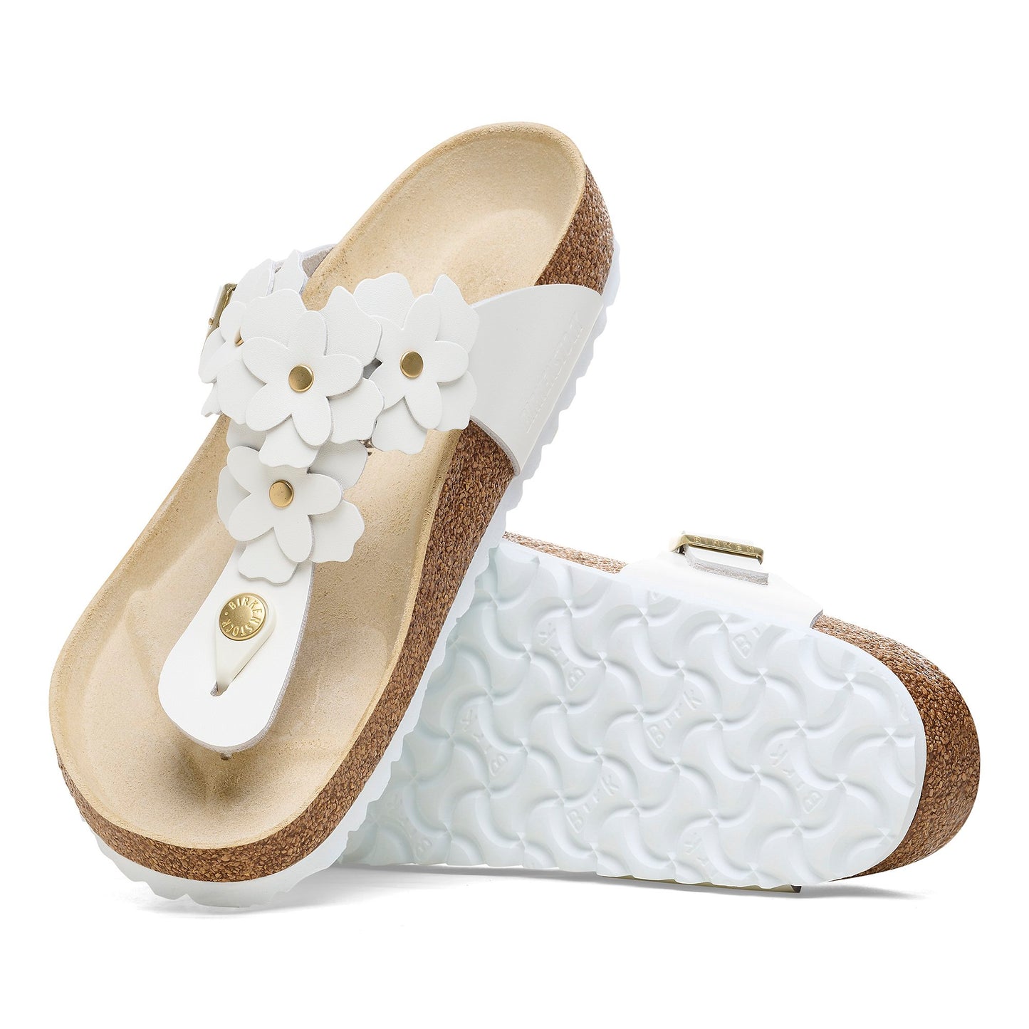 Birkenstock Gizeh Flowers White Leather