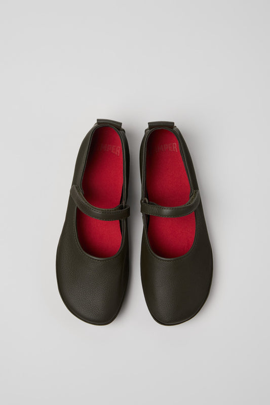 Camper Right Mary Jane Green Leather