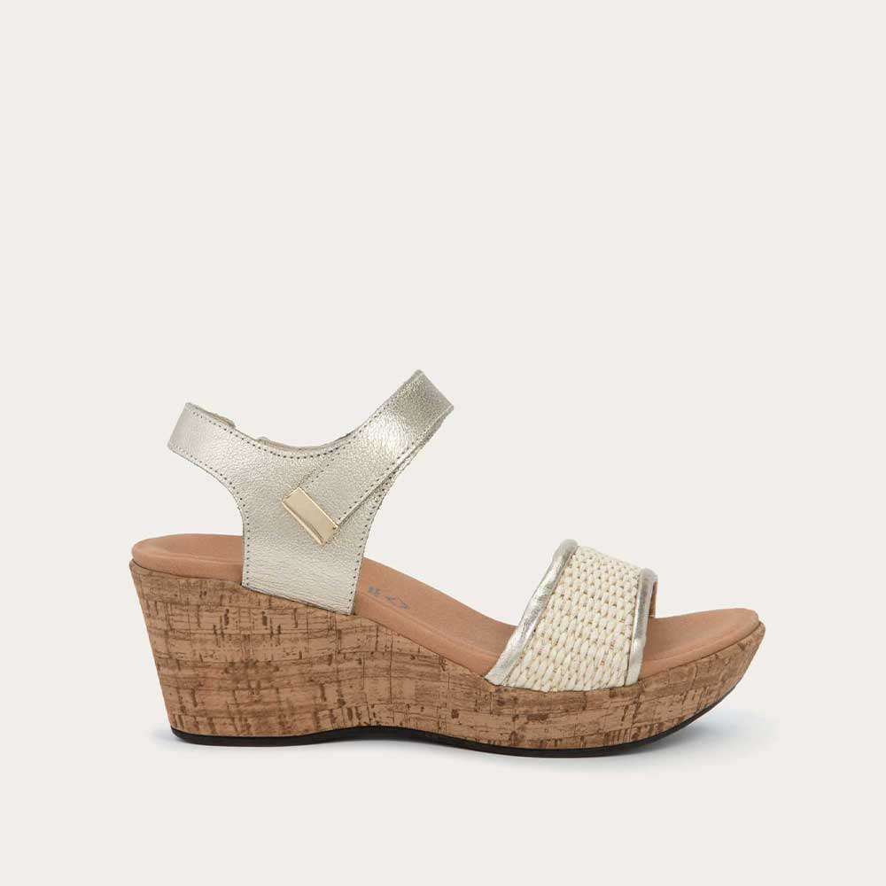 Naot Summer Gold Leather/Blond Raffia