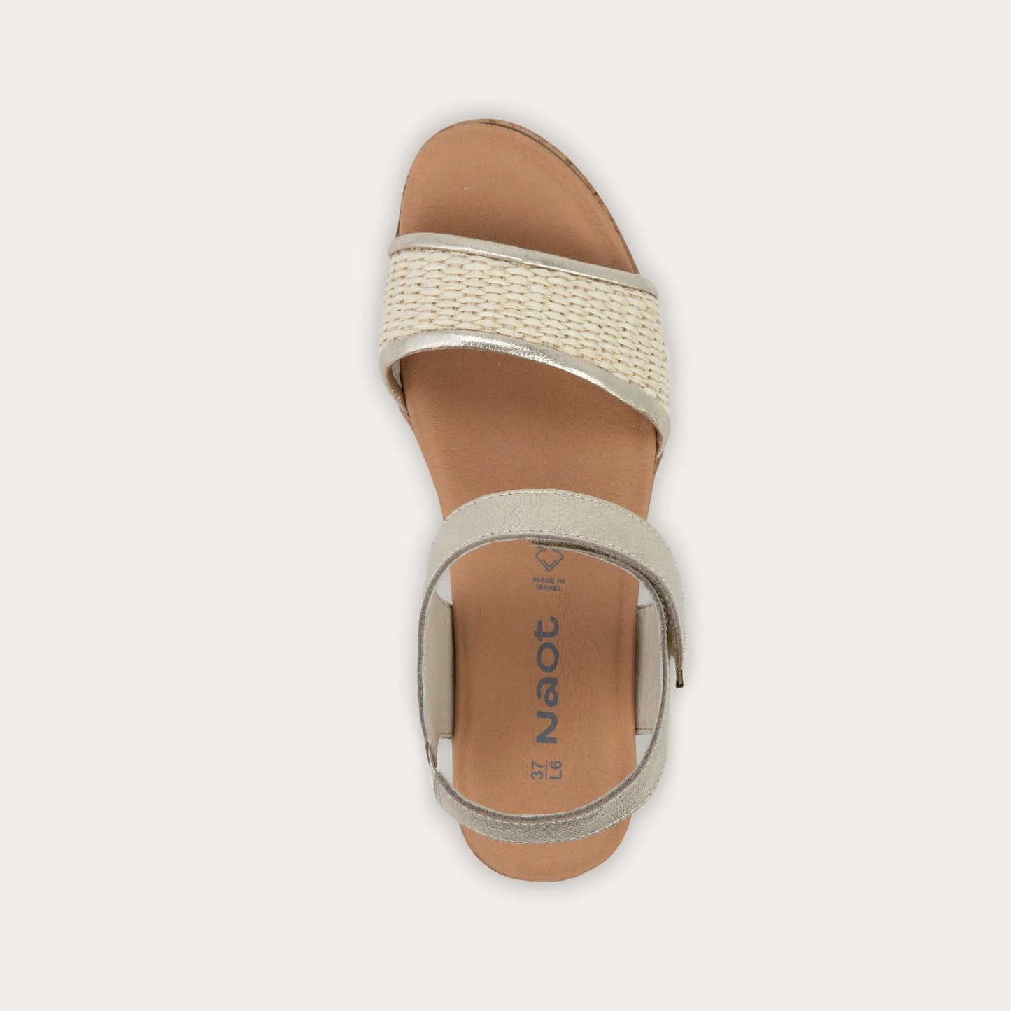 Naot Summer Gold Leather/Blond Raffia