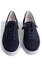 Gabor Double Zip Sneaker Navy Silk Suede