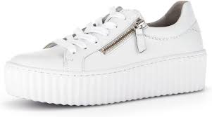 Gabor Double Zip Platform Sneakers White Leather