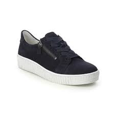 Gabor Double Zip Sneaker Navy Silk Suede