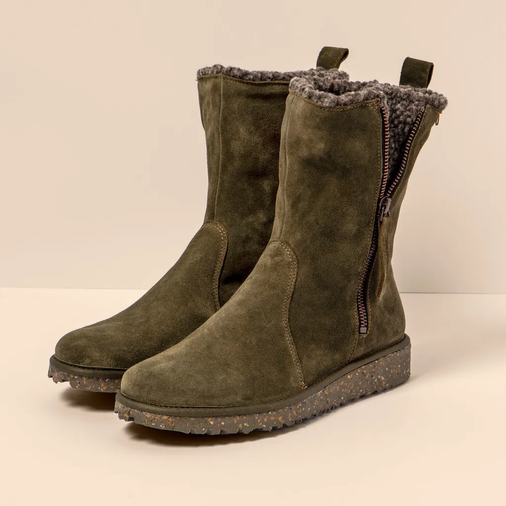 El Naturalista Felsen Zip Boot Forest Silk Suede